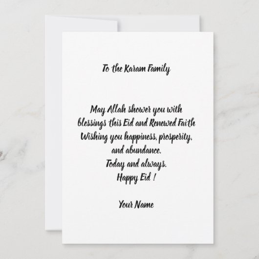 Eid mubarak Personalized Modern Card Kaart (Achterkant)