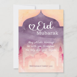 Eid Mubarak Persoonlijke kaart met moskee ontwerp