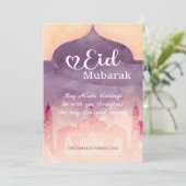 Eid Mubarak Persoonlijke kaart met moskee ontwerp (Staand voorkant)