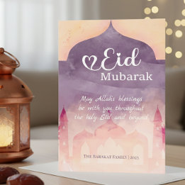 Eid Mubarak Persoonlijke kaart met moskee ontwerp