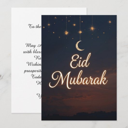 Eid mubarak Persoonlijke moderne kaart (Voorkant / Achterkant)