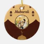 Eid Mubarak Photo Frame Mosque Skyline Art Keramisch Ornament (Voorkant)