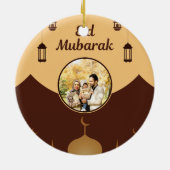 Eid Mubarak Photo Frame Mosque Skyline Art Keramisch Ornament (Achterkant)