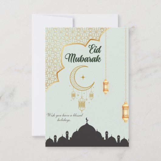 Eid Mubarak Platte Bedankkaart (Voorkant)