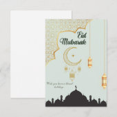 Eid Mubarak Platte Bedankkaart (Voorkant / Achterkant)