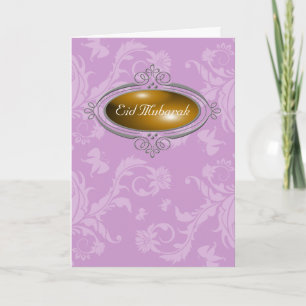 Eid Mubarak Purple Floral Feestdagen Kaart
