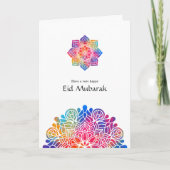 Eid Mubarak Rainbow Mandala Familie Fotogroet Feestdagen Kaart (Voorkant)