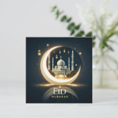 Eid Mubarak Ramadan Aanpasbare Groet Tekst Feestdagenkaart (Staand voorkant)
