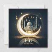 Eid Mubarak Ramadan Aanpasbare Groet Tekst Feestdagenkaart (Voorkant)