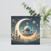 Eid Mubarak Ramadan Aanpasbare Groet Tekst Feestdagenkaart (Staand voorkant)
