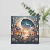 Eid Mubarak Ramadan Aanpasbare Groet Tekst Feestdagenkaart (Staand voorkant)