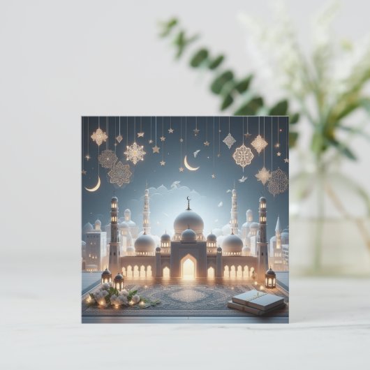 Eid Mubarak Ramadan Aanpasbare Groet Tekst Feestdagenkaart (Staand voorkant)