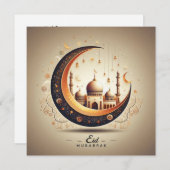 Eid Mubarak Ramadan Aanpasbare Groet Tekst Feestdagenkaart (Voorkant / Achterkant)