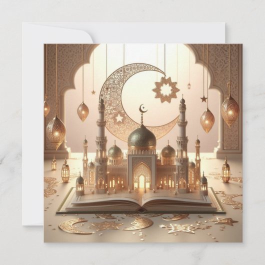 Eid Mubarak Ramadan Aanpasbare Groet Tekst Feestdagenkaart (Voorkant)
