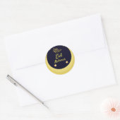 Eid Mubarak | Ramadan  Gouden Maan  Sterren Zwart  Ronde Sticker (Envelop)
