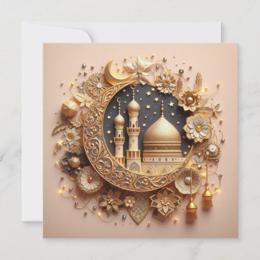 Eid Mubarak Ramadan  Groeten Tekst Feestdagenkaart (Voorkant)