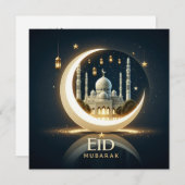 Eid Mubarak Ramadan Groeten Tekst Feestdagenkaart (Voorkant / Achterkant)