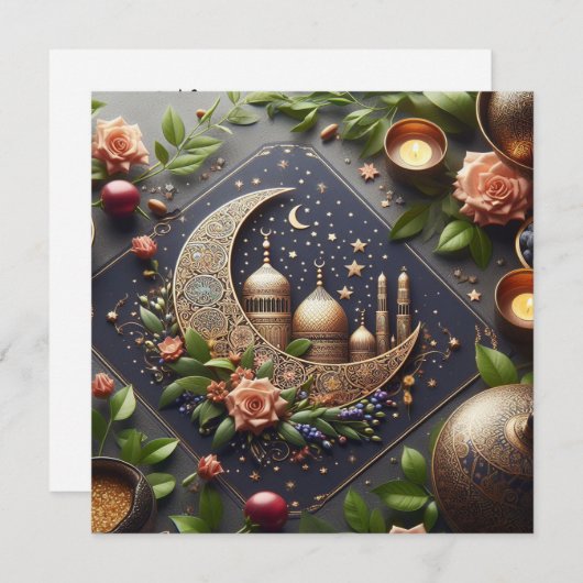 Eid Mubarak Ramadan  Groeten Tekst Feestdagenkaart (Voorkant / Achterkant)