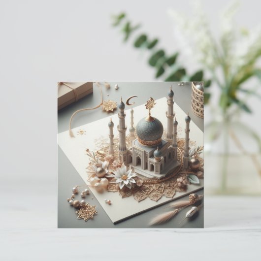 Eid Mubarak Ramadan  Groeten Tekst Feestdagenkaart (Staand voorkant)