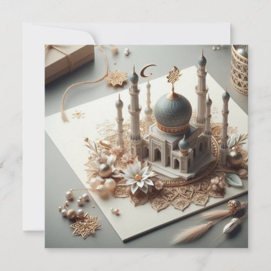 Eid Mubarak Ramadan  Groeten Tekst Feestdagenkaart (Voorkant)