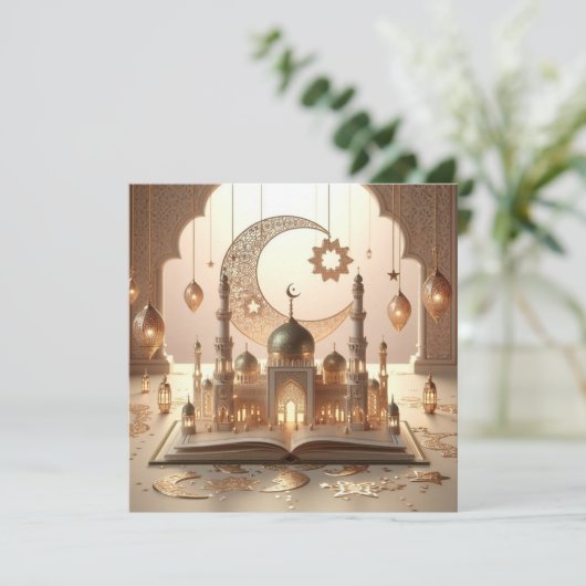 Eid Mubarak Ramadan  Groeten Tekst Feestdagenkaart (Staand voorkant)