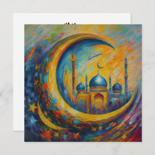 Eid Mubarak Ramadan  Groeten Tekst Feestdagenkaart (Voorkant / Achterkant)