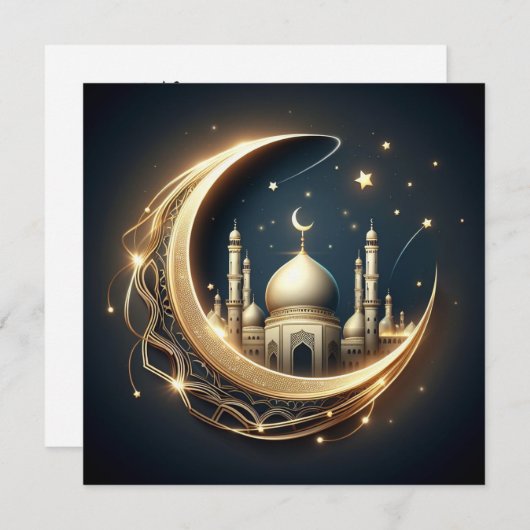 Eid Mubarak Ramadan  Groeten Tekst Ho Feestdagenkaart (Voorkant / Achterkant)