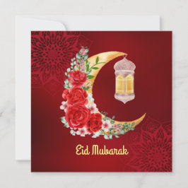 Eid Mubarak | Ramadan Kareem Floral Cresent Moon Feestdagenkaart