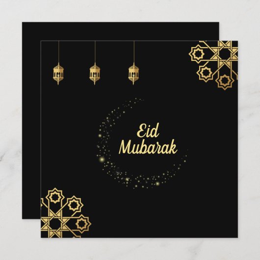 Eid Mubarak / Ramadan Kareem Golden Customize Kaart (Voorkant / Achterkant)
