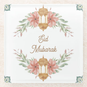 Eid Mubarak  Ramadan Mubarak  Bloemenkrans Lamp  Glazen Onderzetter