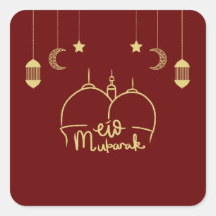 EID MUBARAK RAMADAN VIERKANTE STICKER