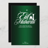 Eid Mubarak Ramadan Wenskaart | Elegant Groen Kaart (Voorkant / Achterkant)