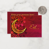 Eid Mubarak Red en Golden Notitiekaartje (Voorkant / Achterkant in situ)