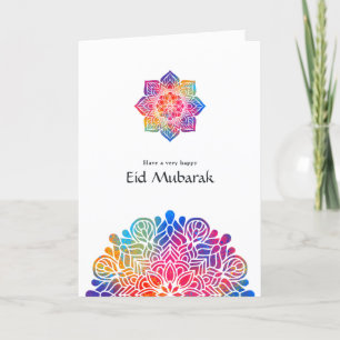 Eid Mubarak Regenboog Mandala Familie Foto Groet Feestdagen Kaart