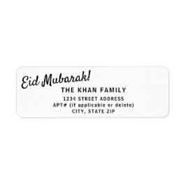 Eid Mubarak Retour Address Sticker Label