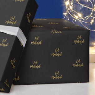 Eid Mubarak Royal Black Gold Gift Wrapping Paper Cadeaupapier