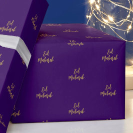 Eid Mubarak Royal Paars Gold Gift Cadeaupapier