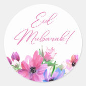 Eid Mubarak Roze Bloem Sticker (Voorkant)