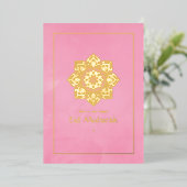 Eid Mubarak Roze en Goud Folie Feestdagenkaart (Staand Voorkant)