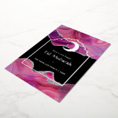 Eid Mubarak Roze en Zilver Agate Folie Feestelijke Folie Feestdagenkaart (Gedraaid)