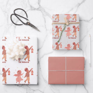 Eid Mubarak Roze Kinderen cadeau Inpakpapier Vel