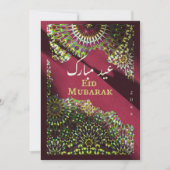 Eid Mubarak sierpatroon Crimson Red Feestdagenkaart (Voorkant)