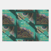 Eid Mubarak sierpatroon Emerald Green Inpakpapier Vel (Voorkant)