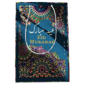 Eid Mubarak sierpatroon Steel Blue Medium Cadeauzakje (Voorkant)