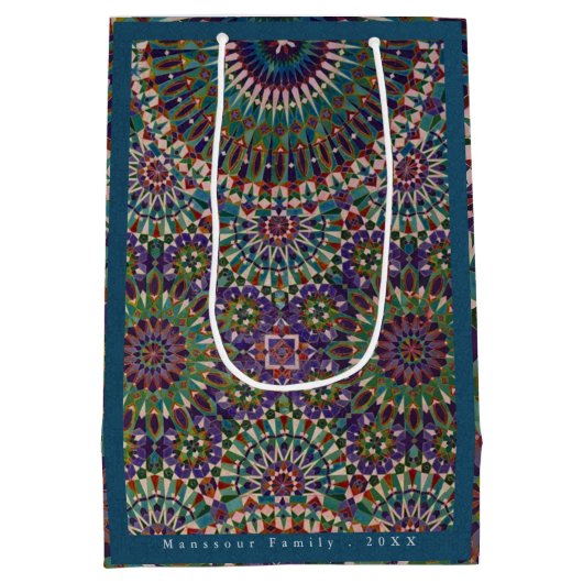 Eid Mubarak sierpatroon Steel Blue Medium Cadeauzakje (Achterkant)