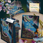 Eid Mubarak sierpatroon Steel Ocean Blue Feestdagenkaart