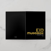 EID MUBARAK Solid Black Art Deco Stijl Aangepast Folie Wenskaart (Buiten Laag)