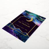 Eid Mubarak sterrenstelsel en gouden agaat Folie Feestdagenkaart (Gedraaid)