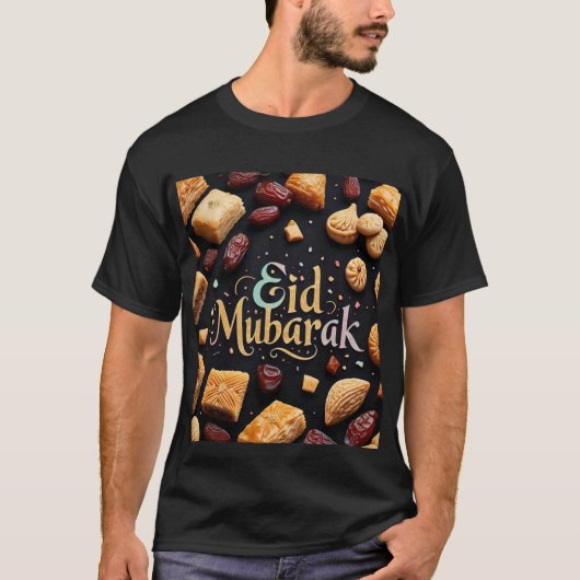 Eid Mubarak Sweet Delights Zwart Mannen Tshirt (Voorkant)