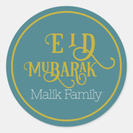 Eid Mubarak Turquoise kleur Plain gepersonaliseerd Ronde Sticker